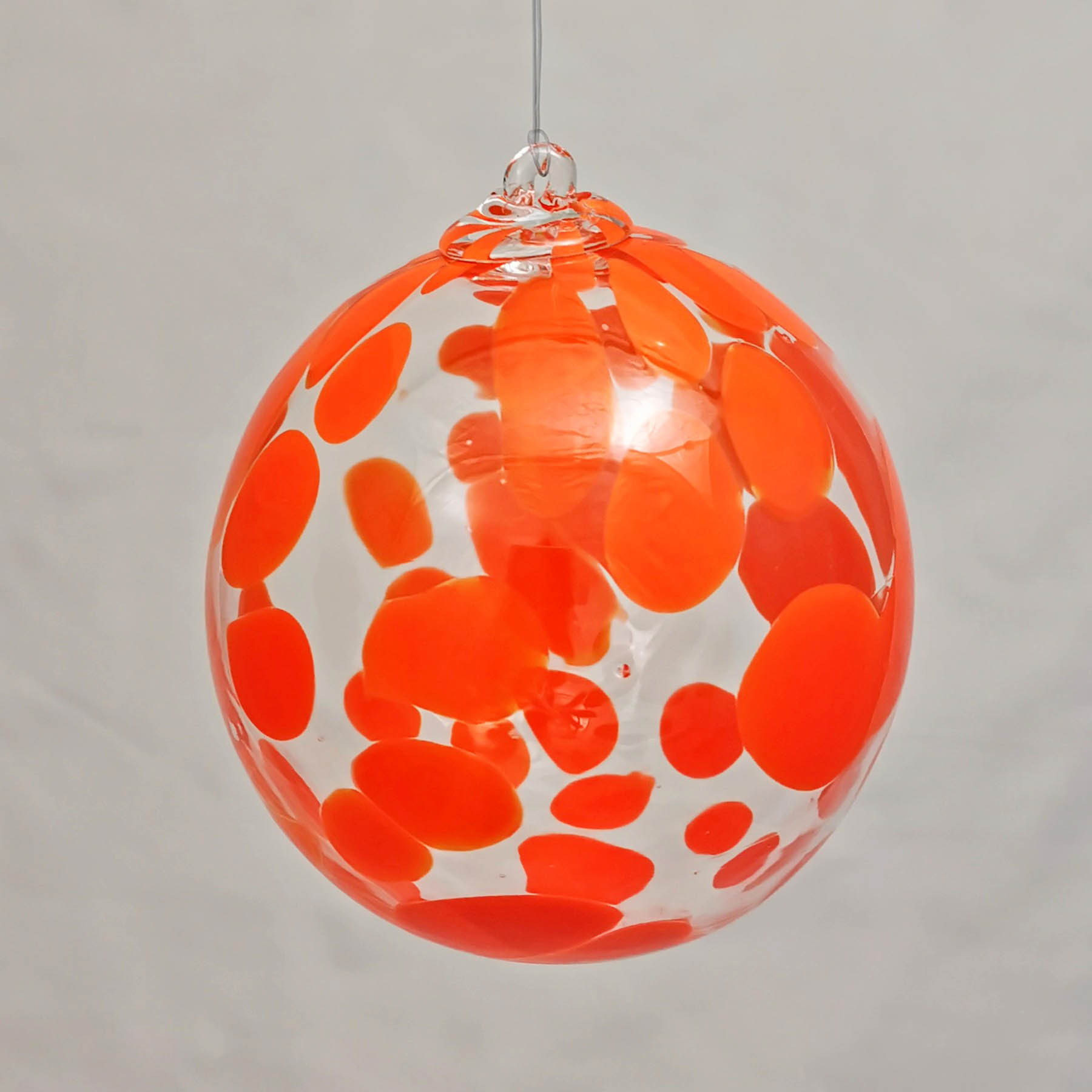 Boule de Noël rouge orangé TiboGlass